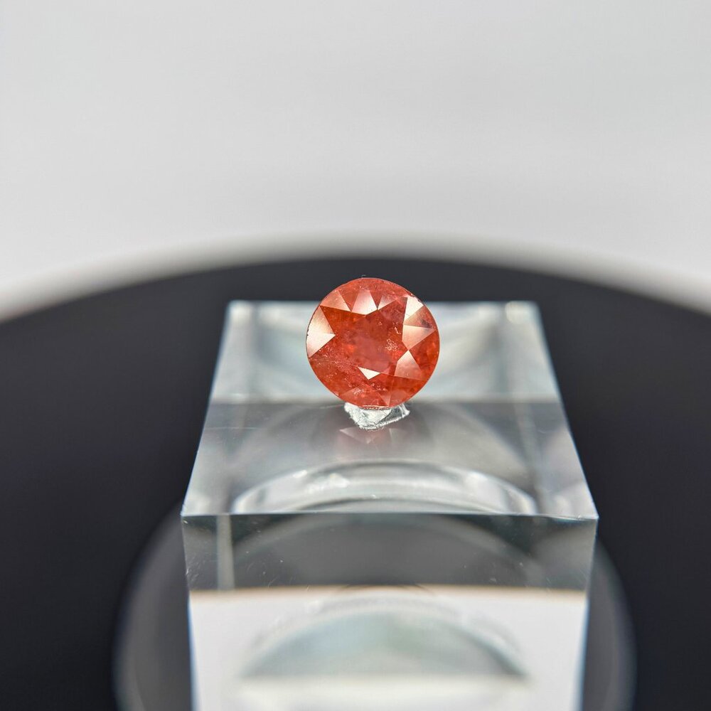 3.1 ct Pinkish Orange Tourmaline Round Cut Loose Gemstone